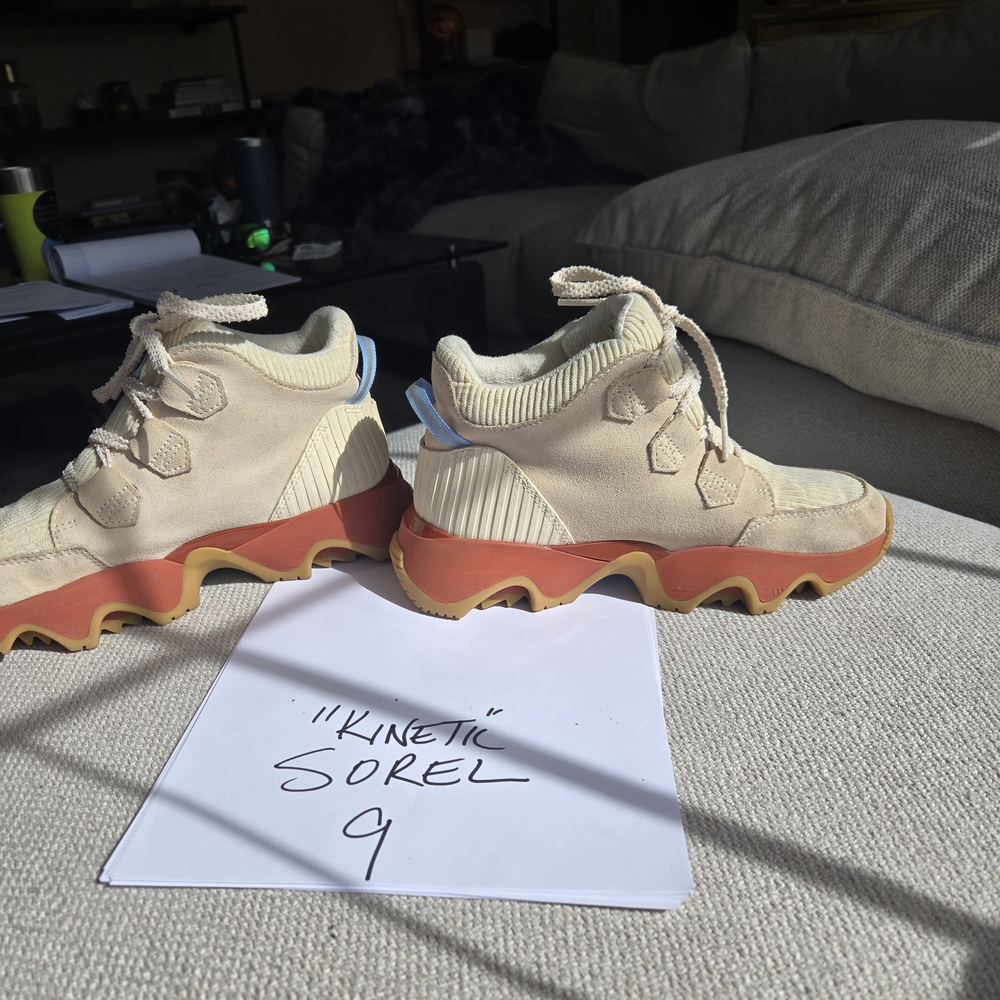 Sorel Kinetic Sneakers in Cream and Red - Picture 3 of 5